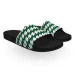 Dark Green and White Waves Pattern Slide Sandals