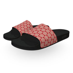 Red Chinese Pattern Slide Sandals