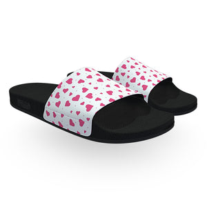 White and Pink Hearts Slide Sandals