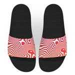 Orange Red and White Wavy Pattern Slide Sandals