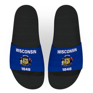 Wisconsin State Flag Slide Sandals