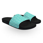 Turquoise and White Wave Pattern Slide Sandals