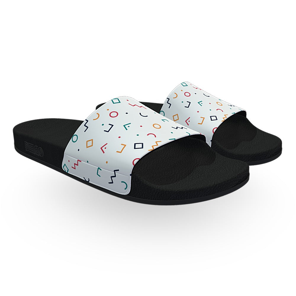White Memphis Confetti Slide Sandals