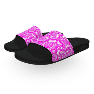 Hot Pink and White Bandana Slide Sandals