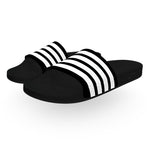 White on Black Stripe Slide Sandals