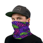 Purple Pink Green And Black Tropical Neck Gaiter Face Mask