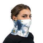 Blue White and Gold Marble Neck Gaiter Face Mask