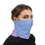 Light Blue And Pink Topographical Wave Neck Gaiter Face Mask