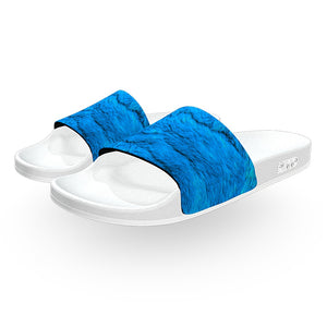 Blue Shag Fur Slide Sandals