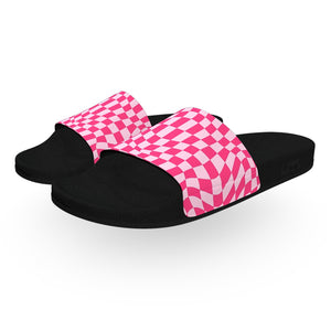 Crazy Pink Checkerboard Slide Sandals