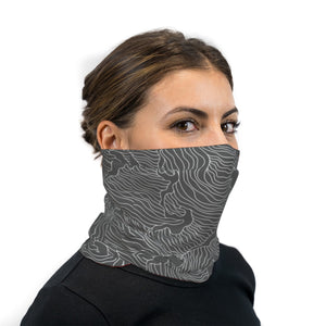 Gray Topographical Wave Neck Gaiter Face Mask