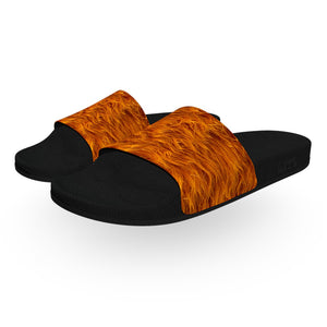 Orange Fur Slide Sandals