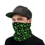 Skulls Black and Slime Green Neck Gaiter Face Mask