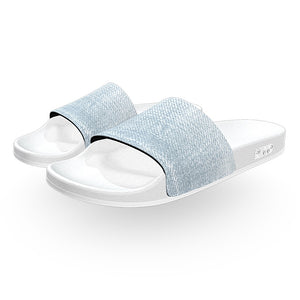 White Denim Slide Sandals