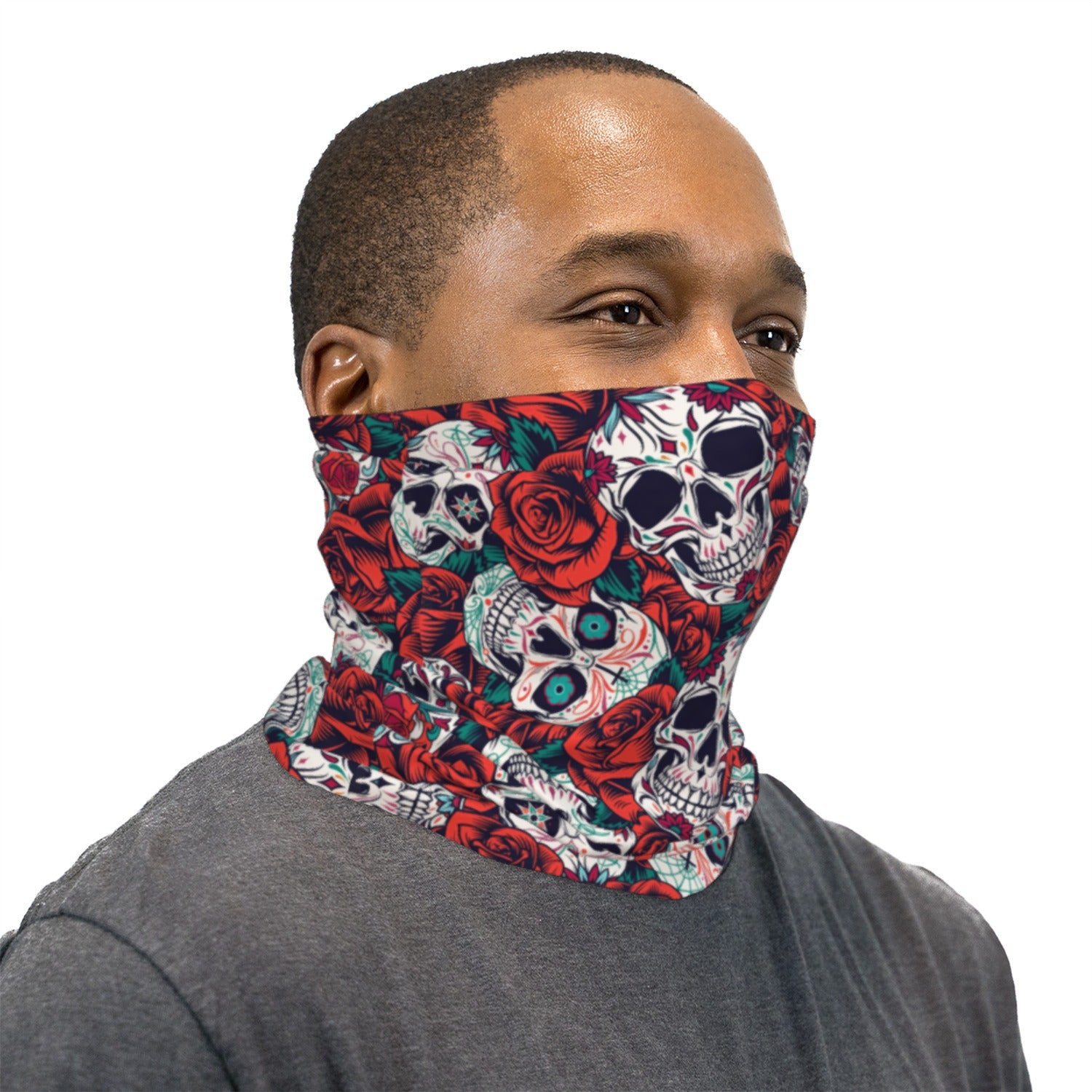 Skulls And Roses Neck Gaiter Face Mask