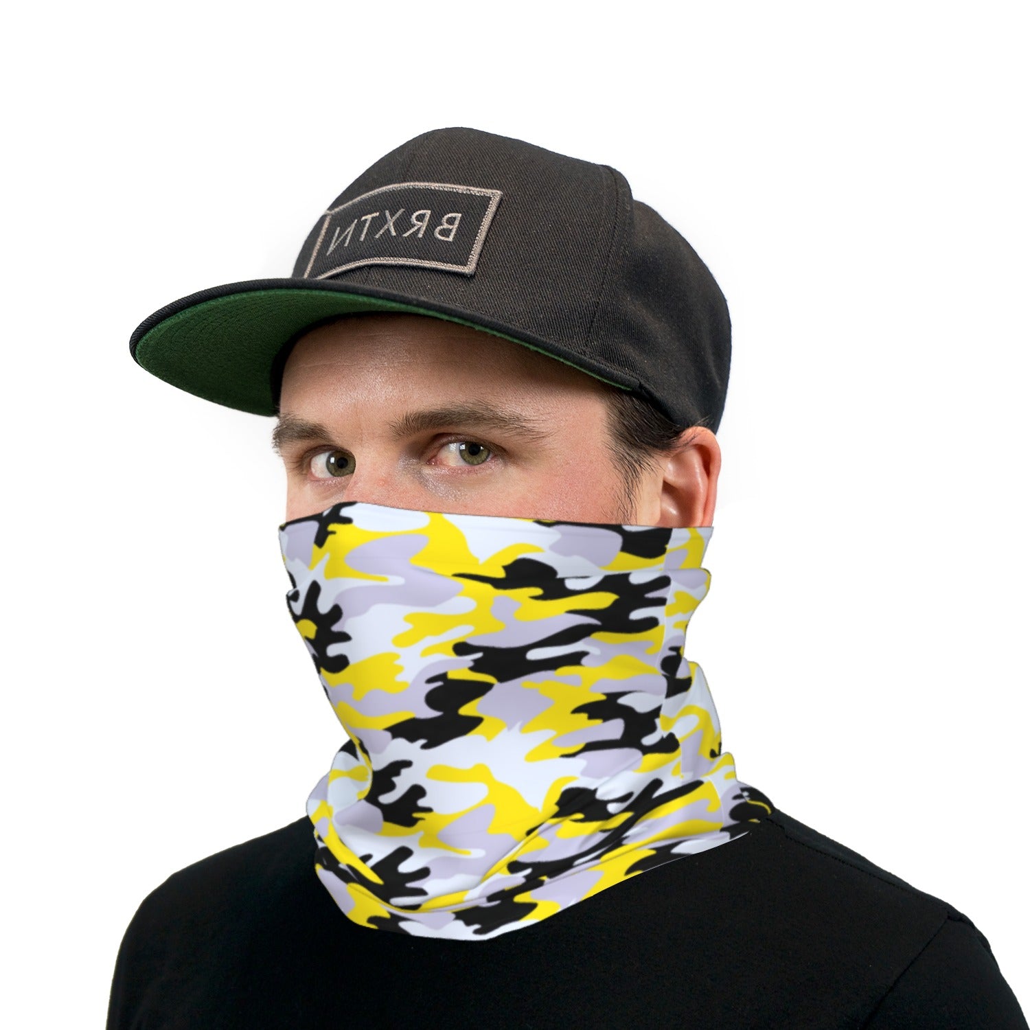Black and Yellow Camouflage Neck Gaiter Face Mask