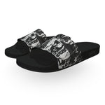 Black and White Collage Slide Sandals
