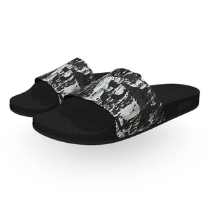 Black and White Collage Slide Sandals