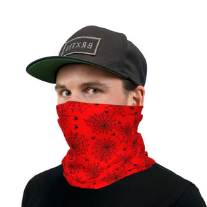Red and Black Spiders and Webs Neck Gaiter Face Mask