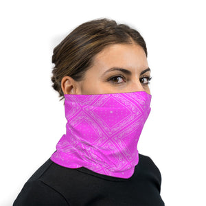Hot Pink Bandana Paisley Neck Gaiter Face Mask
