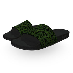 Dark Green Bandana Slide Sandals