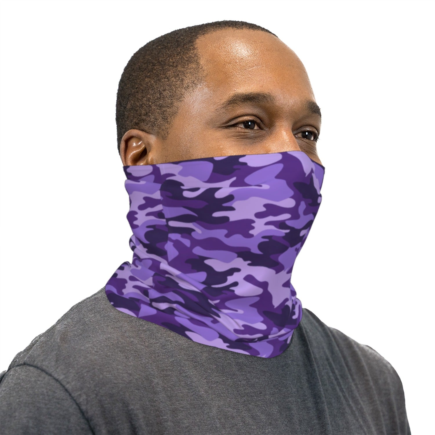 Purple Camouflage Neck Gaiter Face Mask