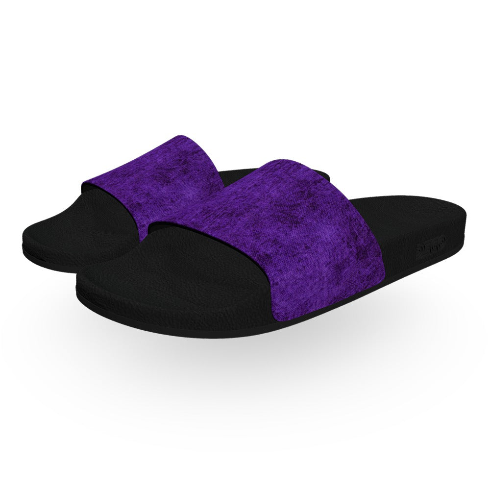 Royal Purple Acid Wash Denim Slide Sandals