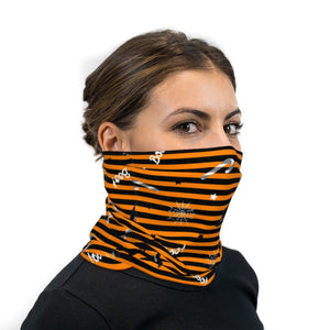 Orange and Black Striped Halloween Neck Gaiter Face Mask