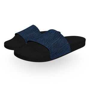 Navy Leather Fashion Slide Sandals