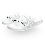 White Cracked Slide Sandals
