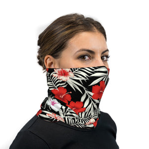 Red White And Black Hawaiian Neck Gaiter Face Mask