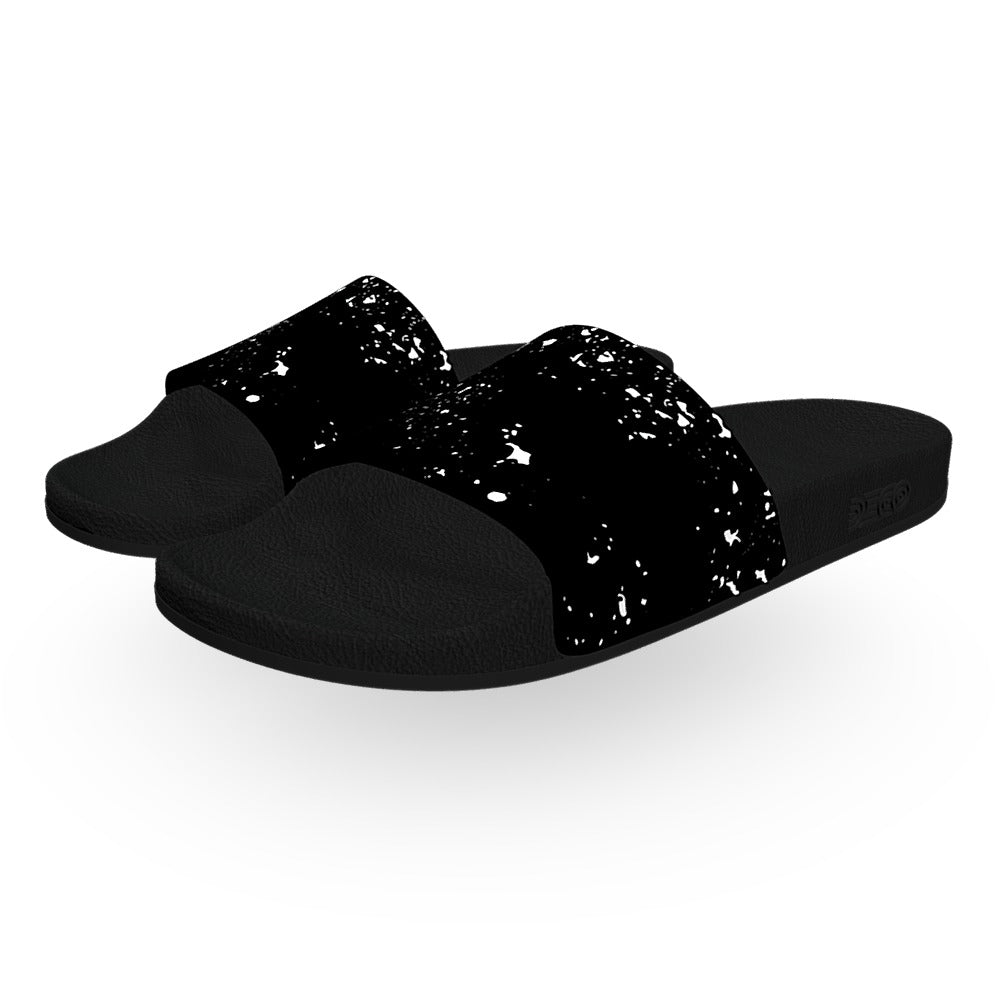 Black and White Splatter Slide Sandals