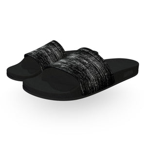 Distressed Black and White Scratches Slide Sandals