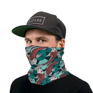Red And Green Koi Fish Neck Gaiter Face Mask