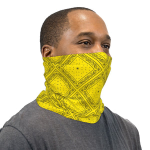 Yellow and Black Bandana Paisley Neck Gaiter Face Mask