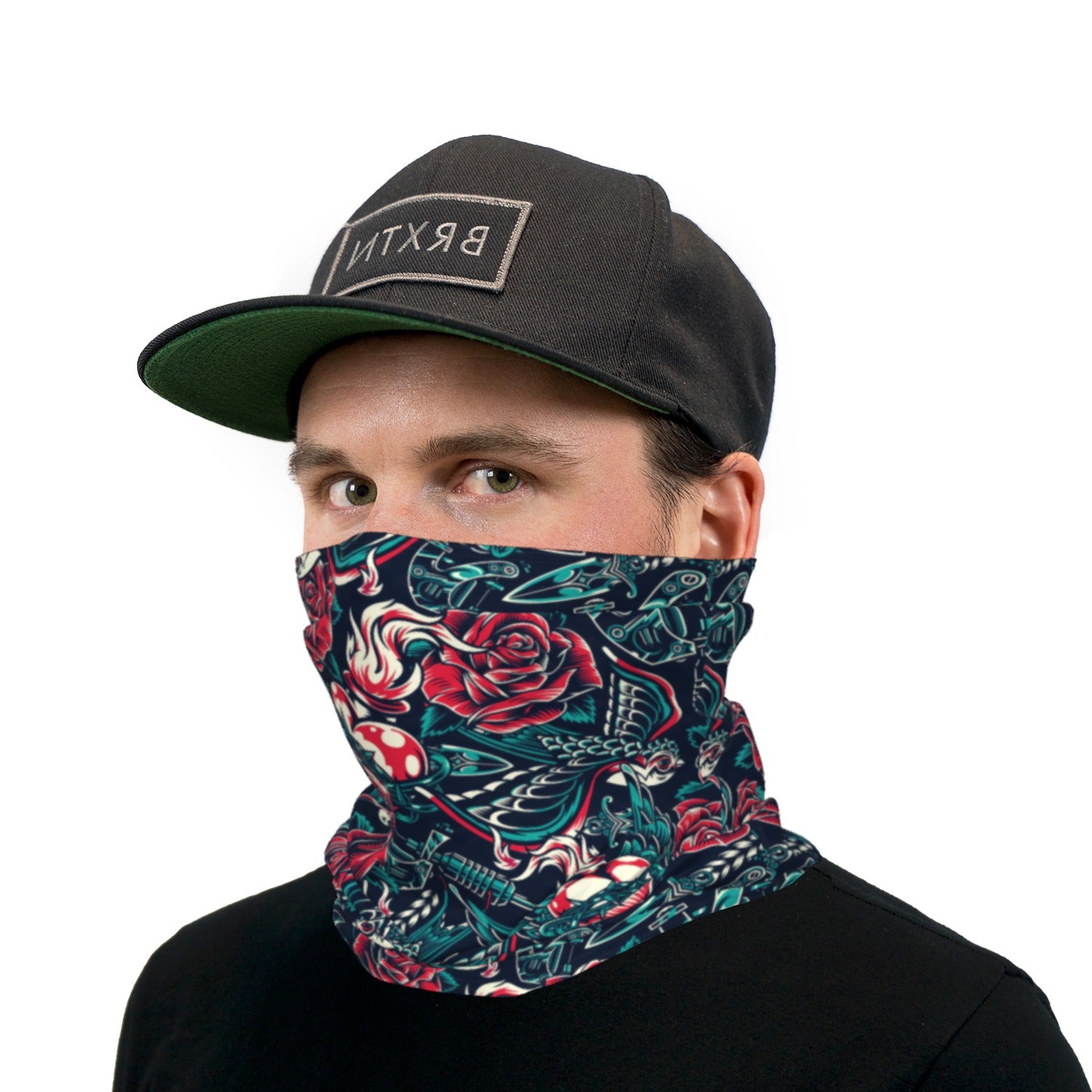 American Traditional Birds and Roses Neck Gaiter Face Mask