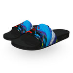 Abstract Blue and Red Paint Slide Sandals