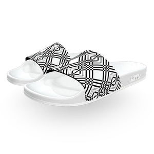Black and White Art Deco Pattern Slide Sandals