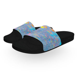 Light Wash Rainbow Denim Slide Sandals
