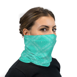Turquoise Bandana Paisley Neck Gaiter Face Mask