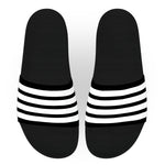 White on Black Stripe Slide Sandals