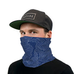 Blue Topographical Wave Neck Gaiter Face Mask