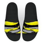 Speedy Black and Yellow Slide Sandals