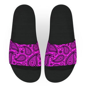 Hot Pink and Black Bandana Slide Sandals