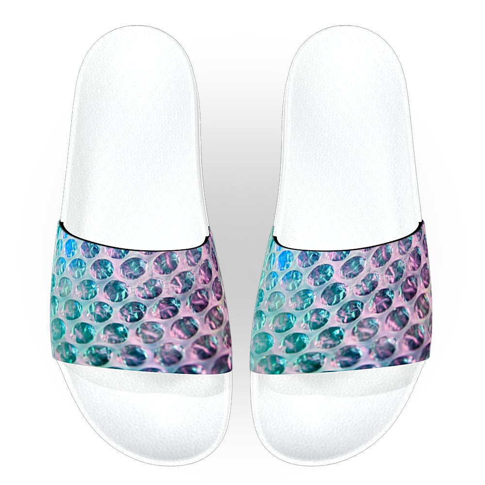 Iridescent Bubble Wrap Slide Sandals