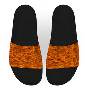 Orange Fur Slide Sandals