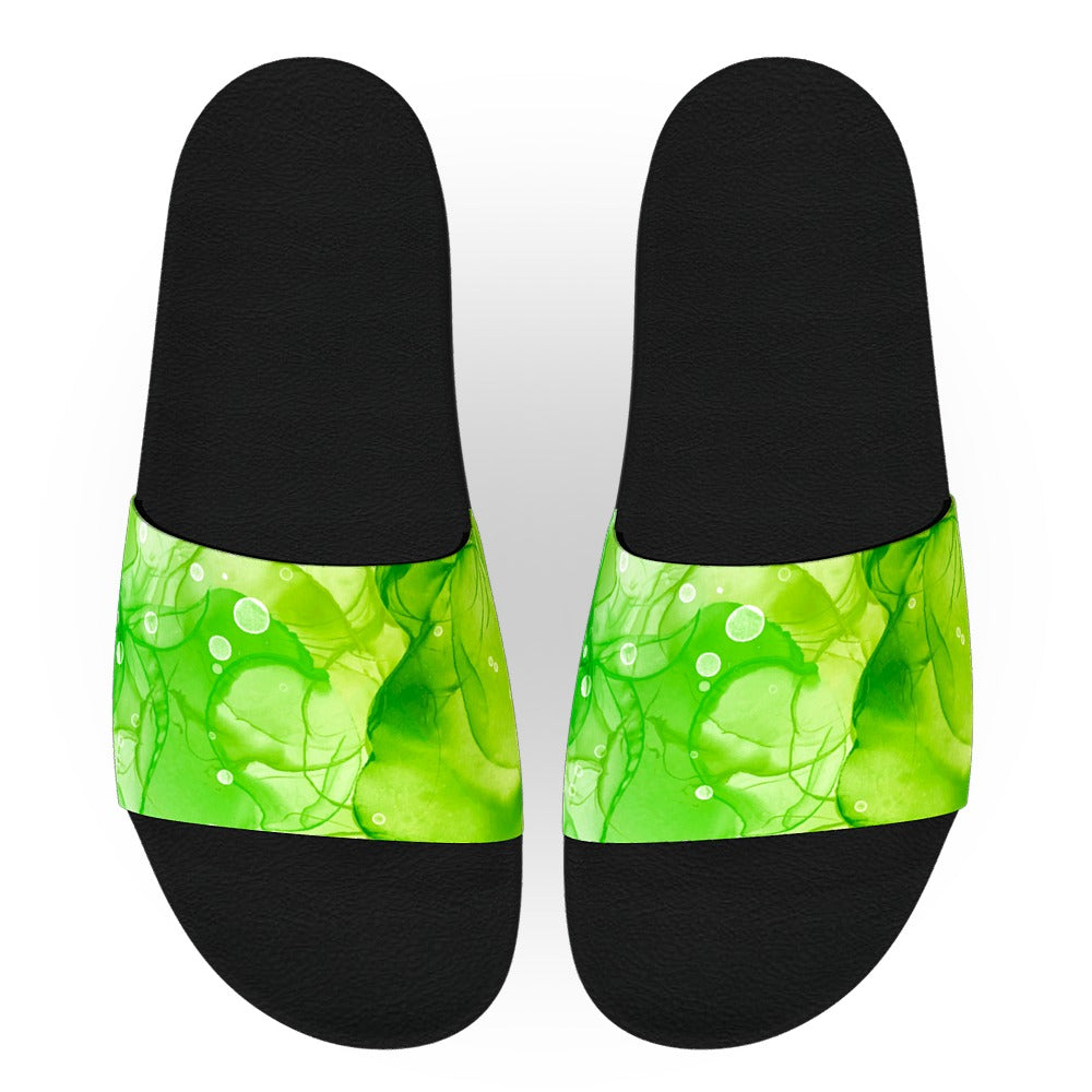 Lime Watercolor Slide Sandals