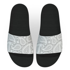 Light Gray and Black Bandana Slide Sandals