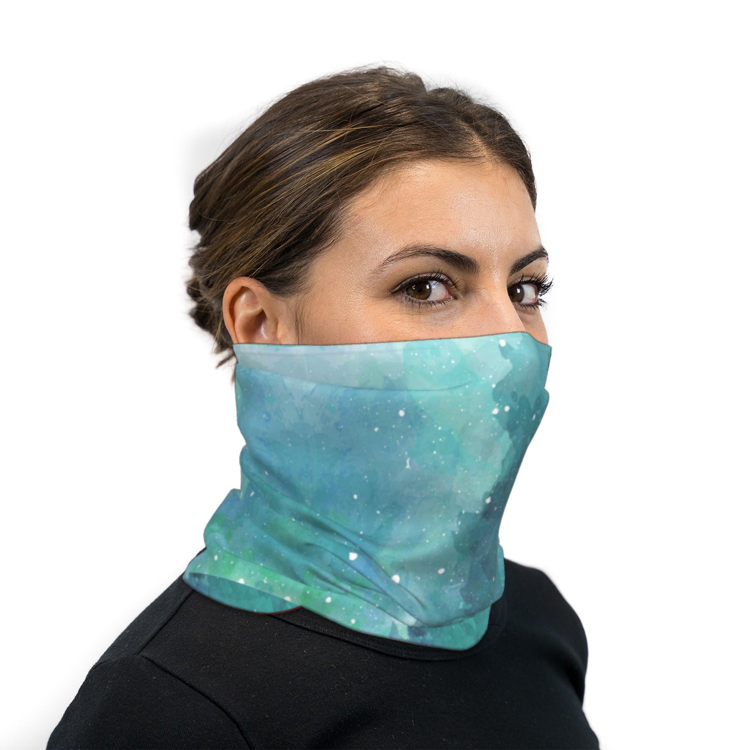 Turquoise Space Watercolor Neck Gaiter Face Mask