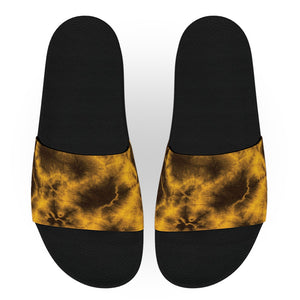 Black and Yellow Tie Dye Slide Sandals